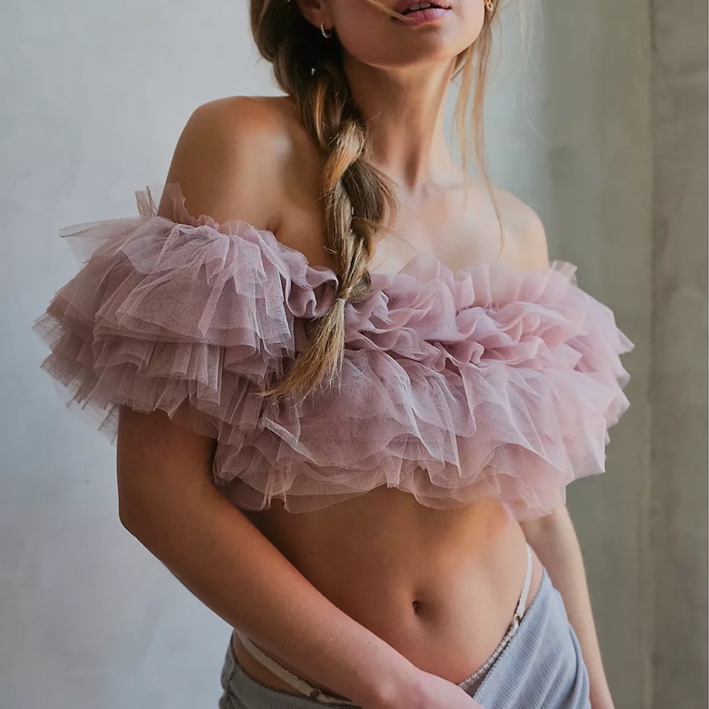 Free People Intimates Birthday Cake Cami Medium Pink Ruffle Top